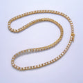 24K Gold plated 3.4mm Clear CZ Tennis Chain 17 Inch Necklace | WA - 2661 - DLUXCA
