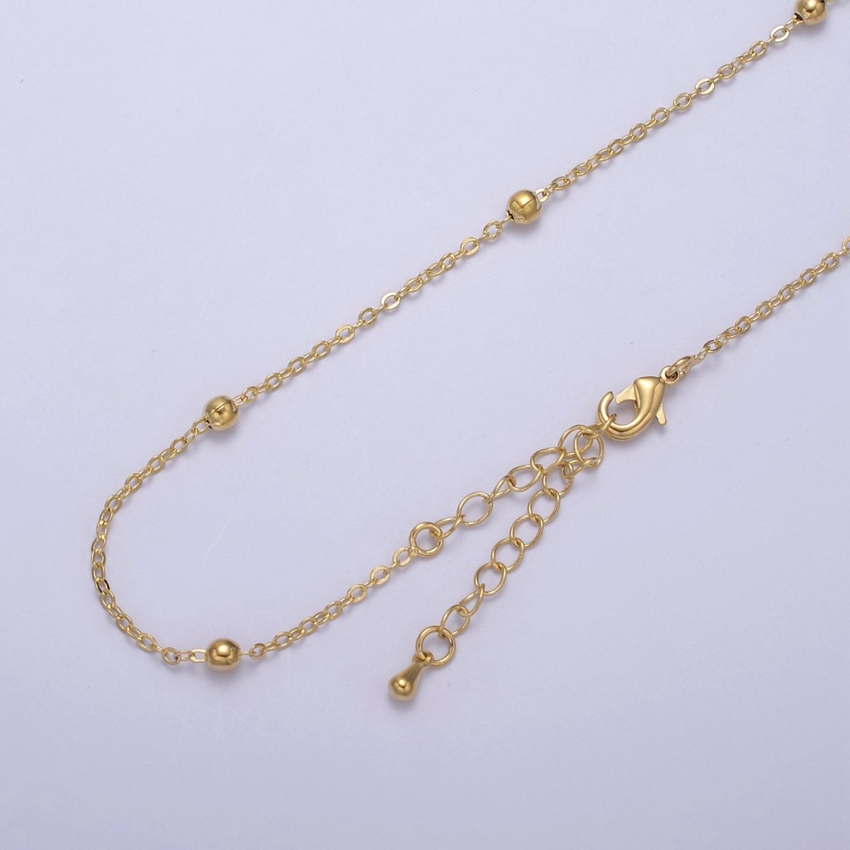 24K Gold plated 3.4mm Satellite Cable Chain 18 Inch Layering Necklace w. Extender | WA-729 Clearance Pricing - DLUXCA