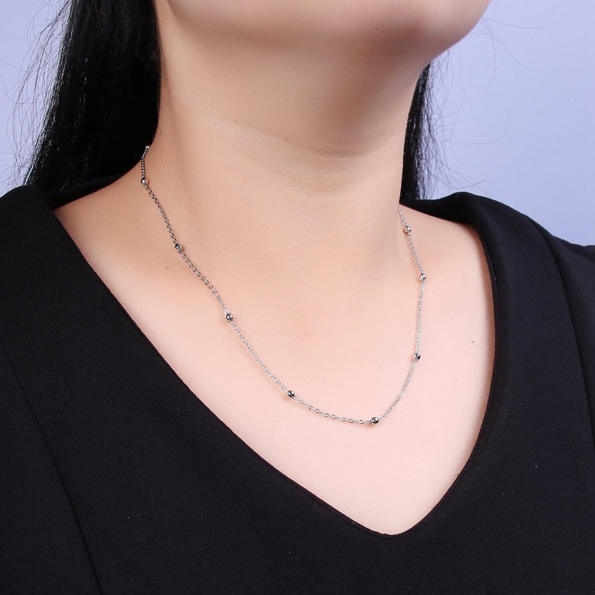 24K Gold plated 3.4mm Satellite Cable Chain 18 Inch Layering Necklace w. Extender | WA-729 Clearance Pricing - DLUXCA