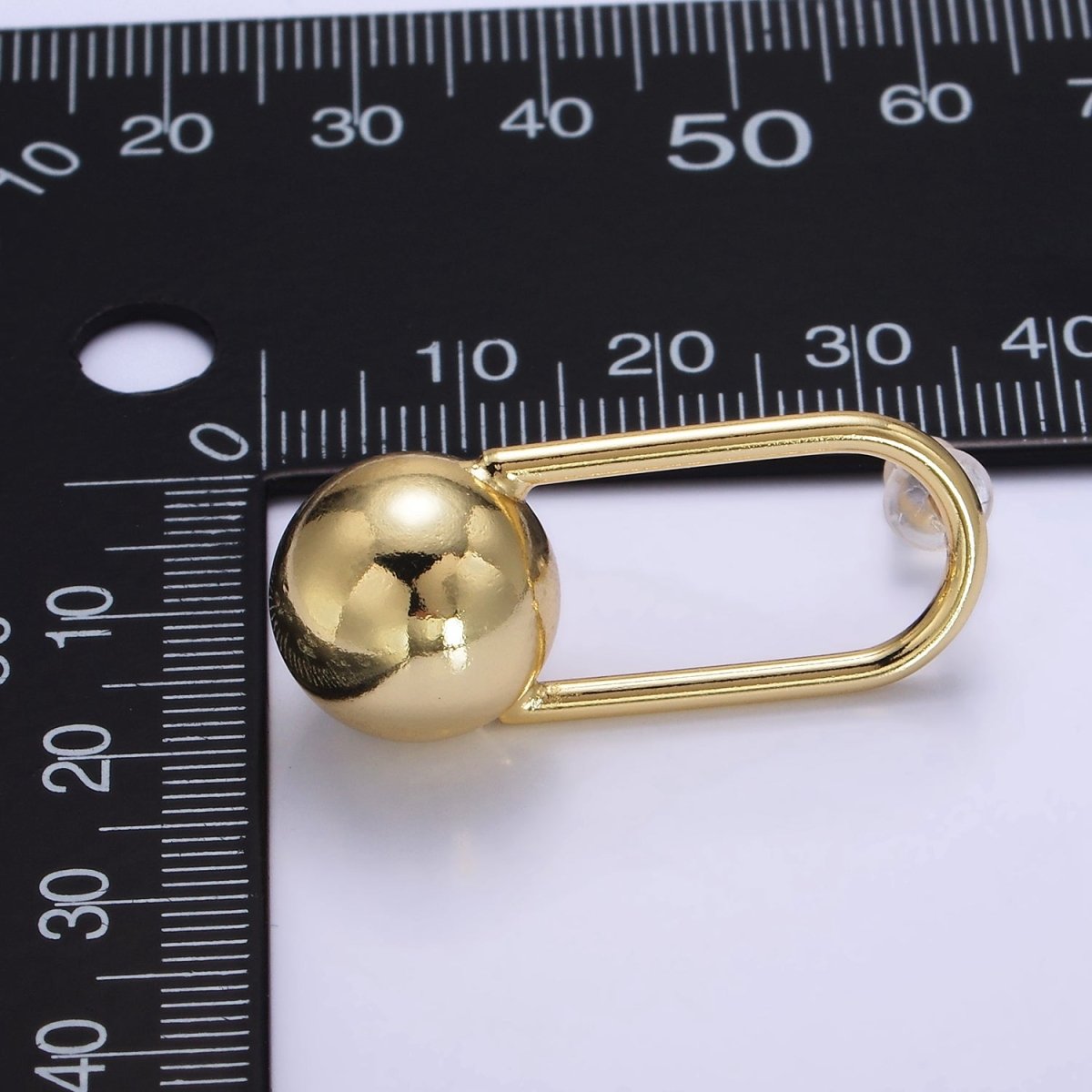24K Gold plated 35mm Ball Oblong Drop Stud Stud Earrings | P525 - DLUXCA