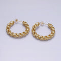 24K Gold plated 35mm Braided Multiple Band C-Shaped Hoop Earrings in Gold & Silver | AE608 AE609
