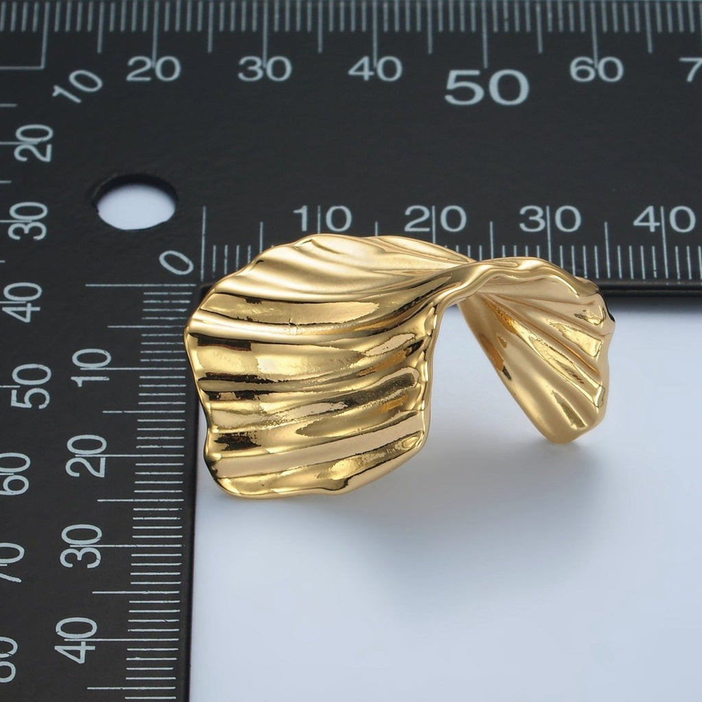 24K Gold plated 35mm Geometric Curled Foil Stud Earrings | AD659 - DLUXCA