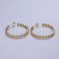 24K Gold plated 35mm Micro Paved CZ Celestial Star Lined C Shaped Hoops Stud Earrings in Gold & Silver |  AE1089 AE1090