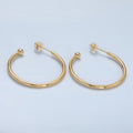 24K Gold plated 35mm Minimalist Ball C - Shaped Hoop Earrings | AD758 - DLUXCA