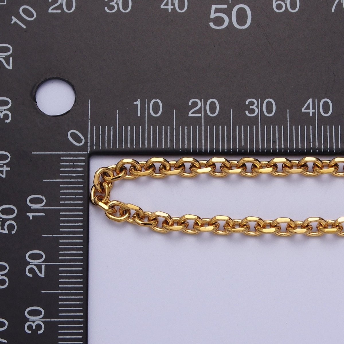 24K Gold plated 3.8mm Flat Cable Link Gold, Silver Unfinished Chain | ROLL-887 ROLL-888 Clearance Pricing