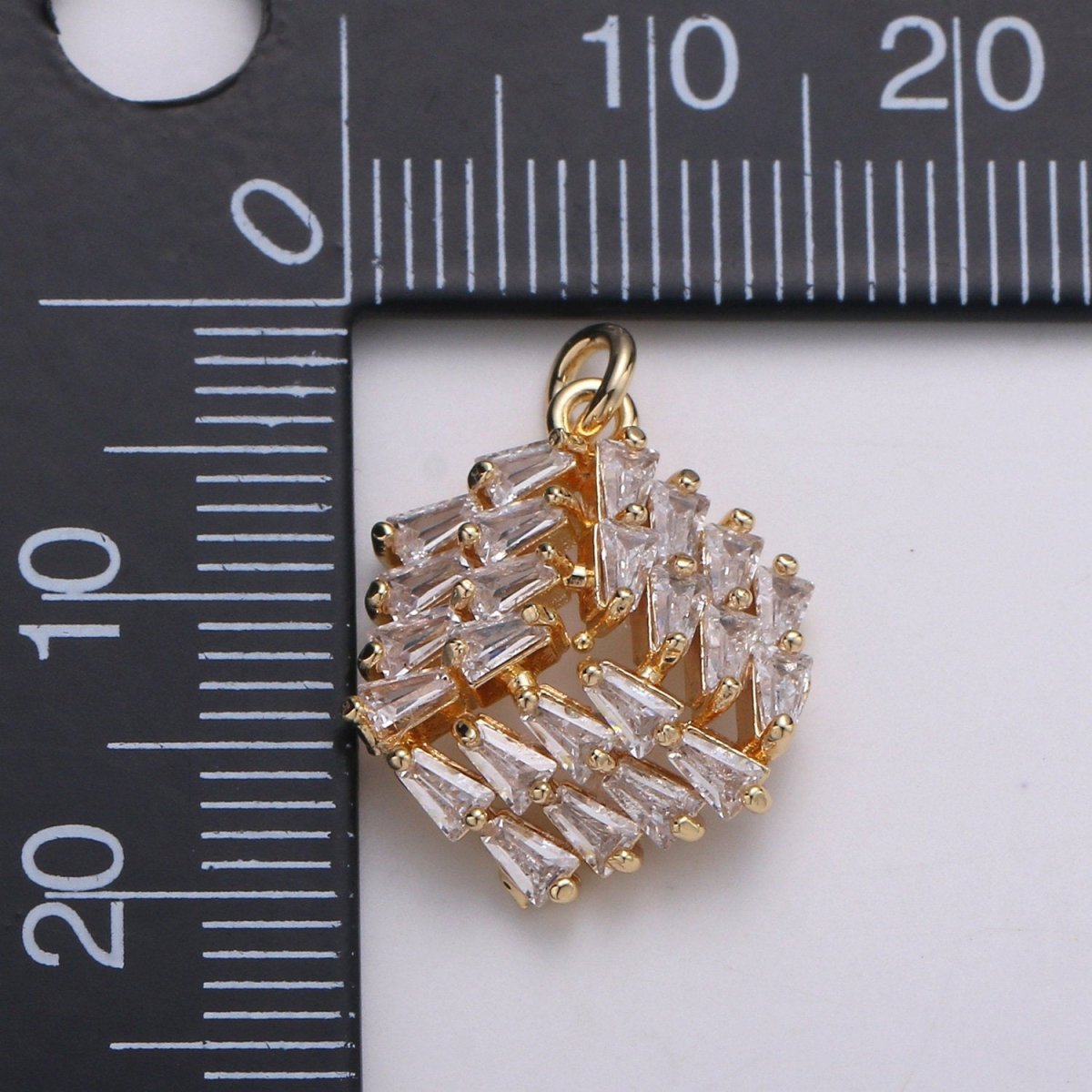 24K Gold plated 3D Box Baguette Charm, Micro Pave Cubic Zirconia Cube Charm, Clear Cubic Charms, DIY Jewelry Supply E-558 - DLUXCA