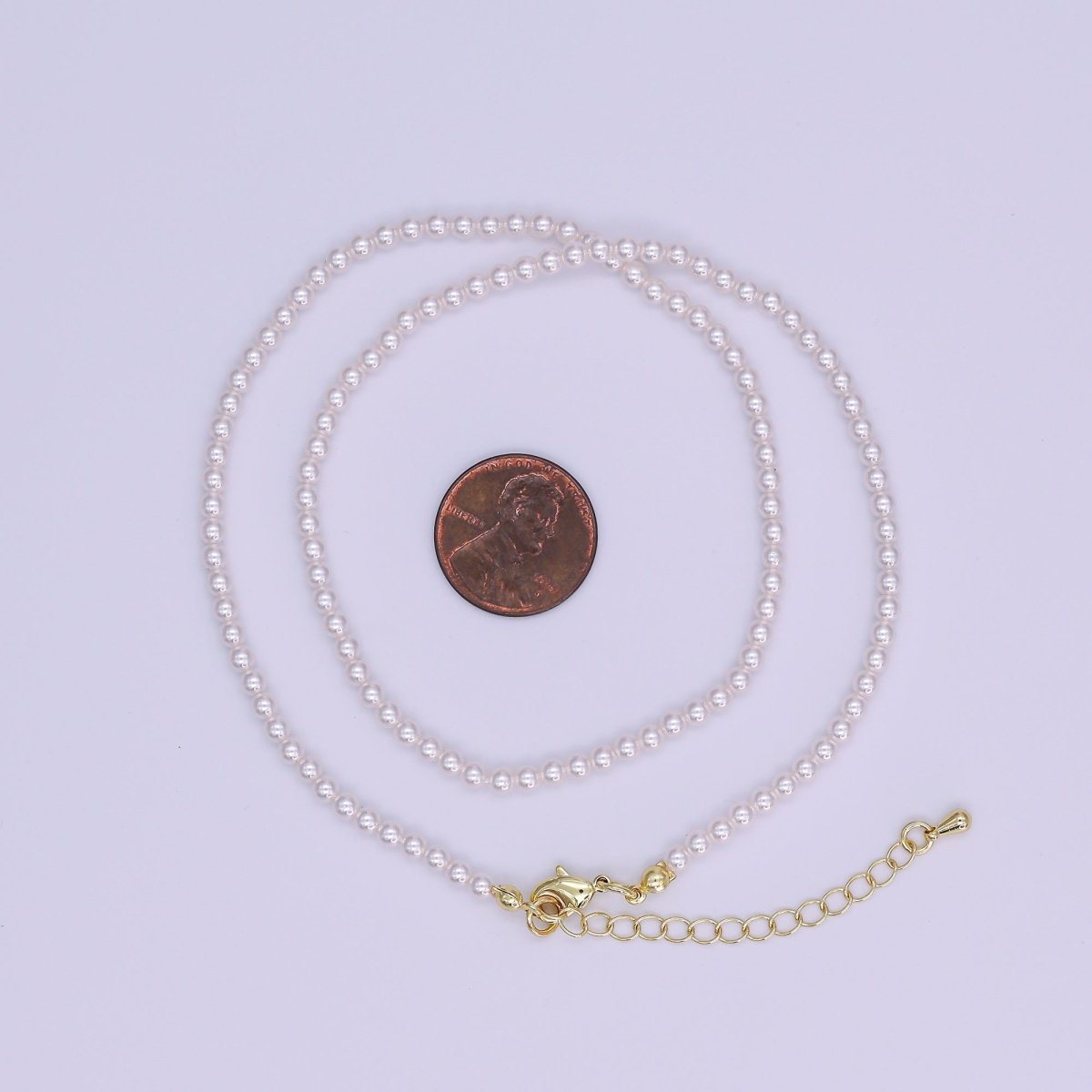 24K Gold plated 3m Off - White Shell Pearl Bead Gemstone 17 Inch Necklace | WA - 3049 - DLUXCA