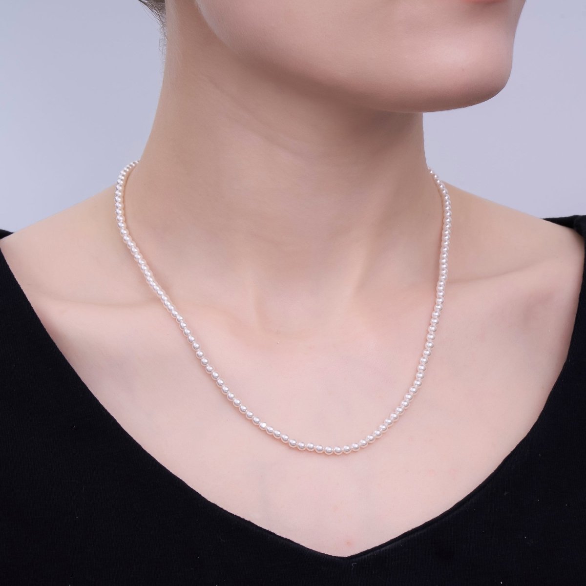 24K Gold plated 3m Off - White Shell Pearl Bead Gemstone 17 Inch Necklace | WA - 3049 - DLUXCA