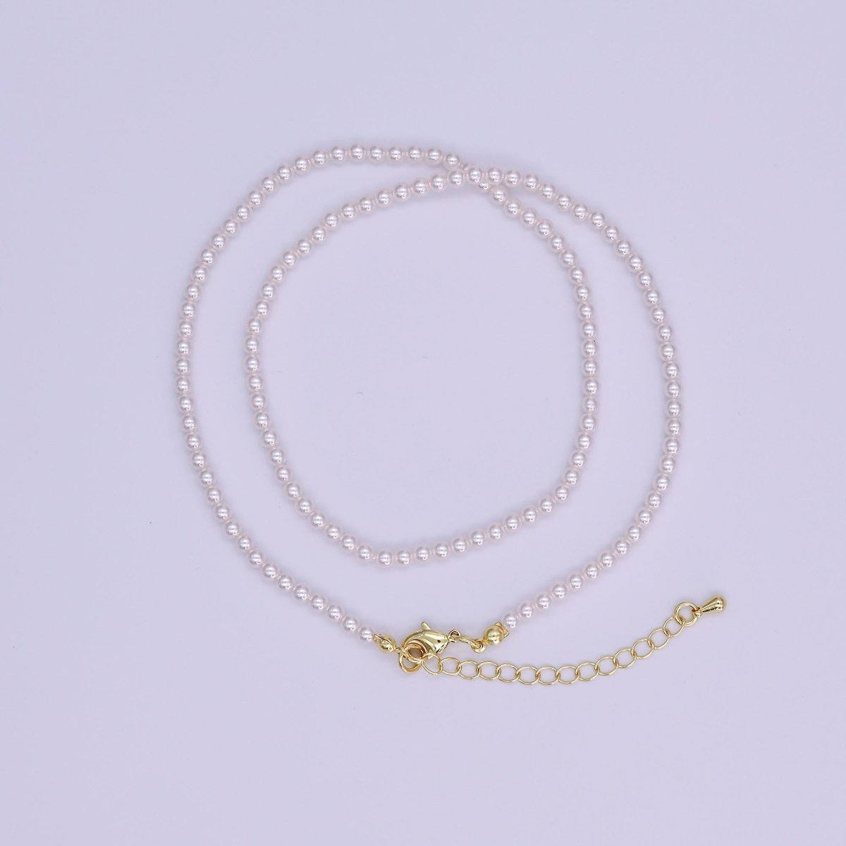 24K Gold plated 3m Off - White Shell Pearl Bead Gemstone 17 Inch Necklace | WA - 3049 - DLUXCA