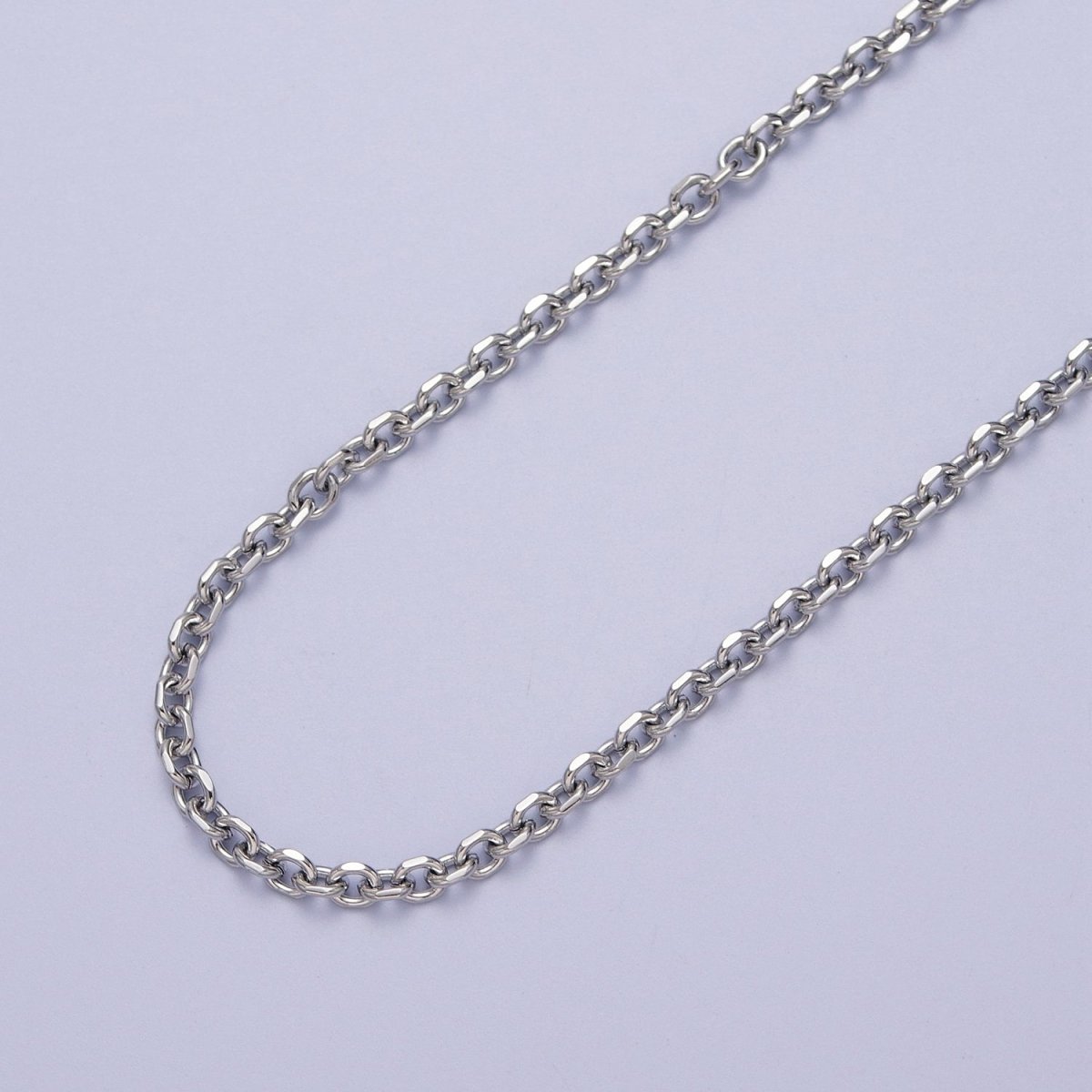 24K Gold plated 3mm Flat Cable Link Gold, Silver Unfinished Chain | ROLL-889, ROLL-890 Clearance Pricing - DLUXCA