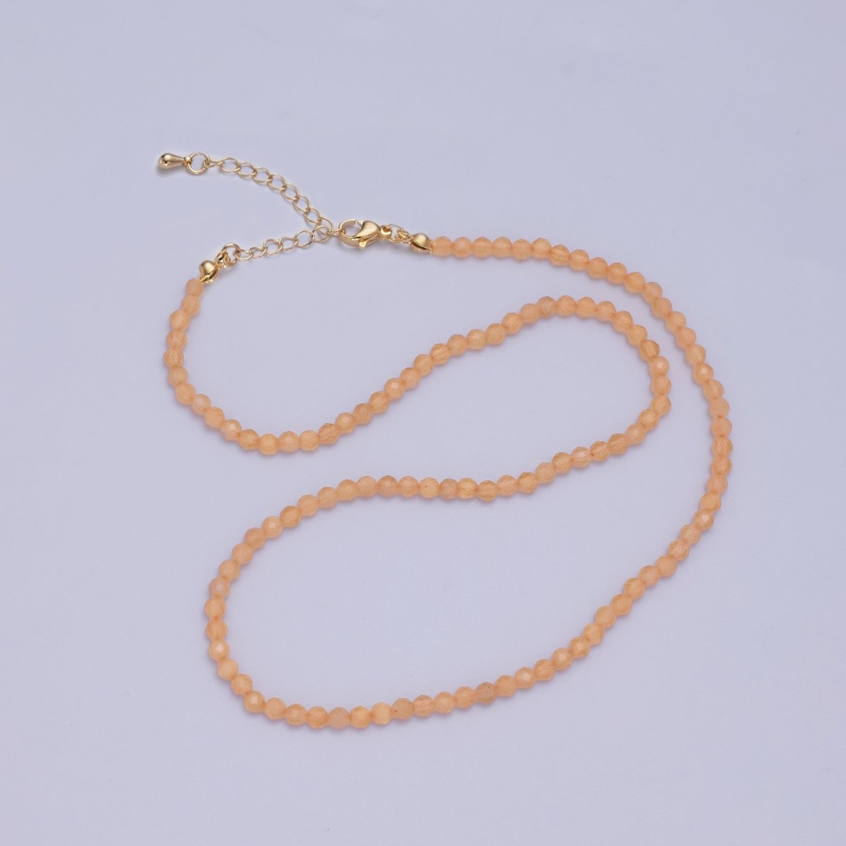 24K Gold plated 3mm Round Gemstone 15 Inch Necklace | WA - 3074 