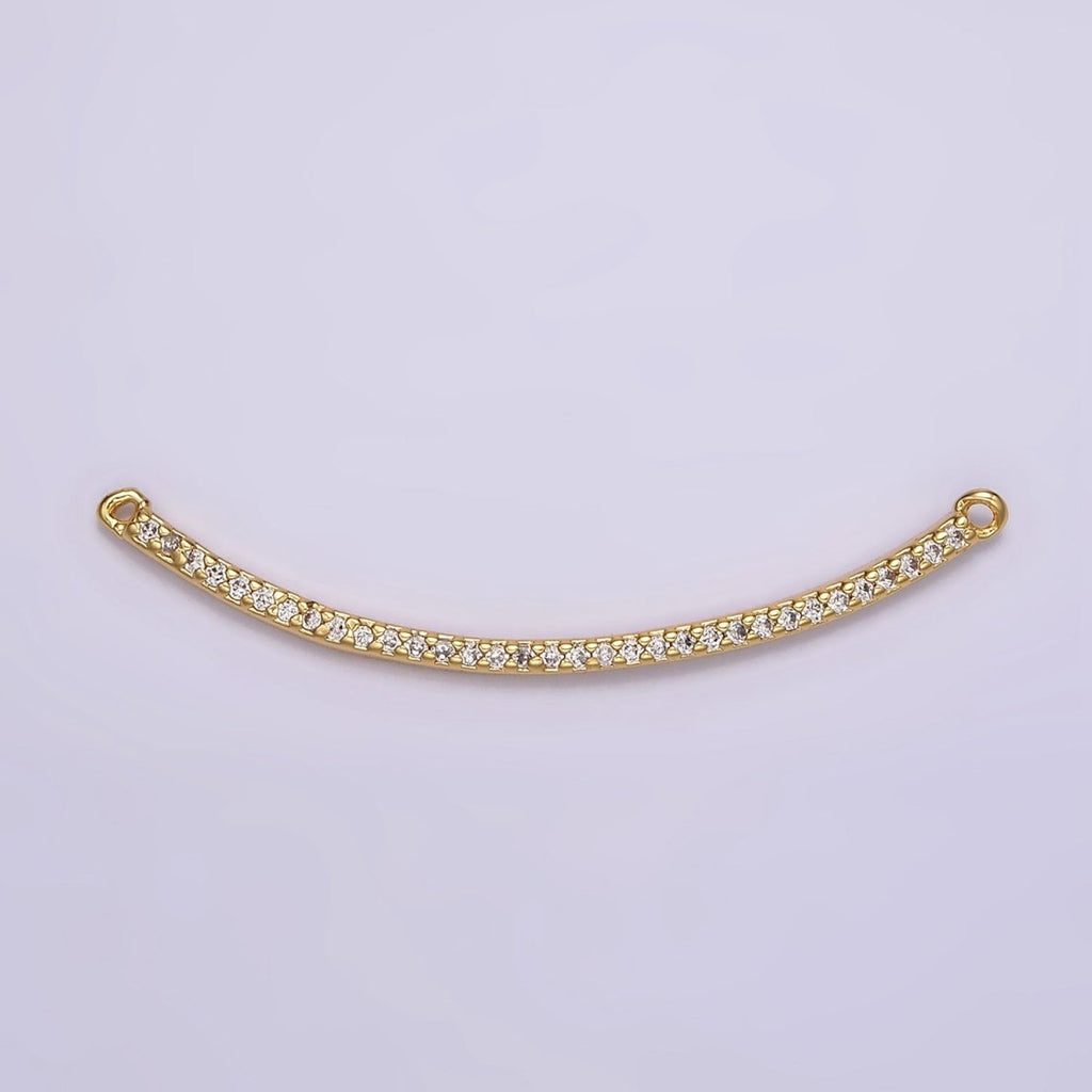 24K Gold plated 40mm Clear Micro Paved CZ Curved Band Connector | G801 - DLUXCA