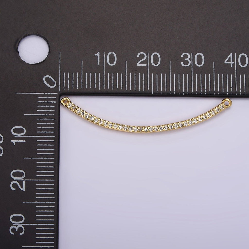 24K Gold plated 40mm Clear Micro Paved CZ Curved Band Connector | G801 - DLUXCA