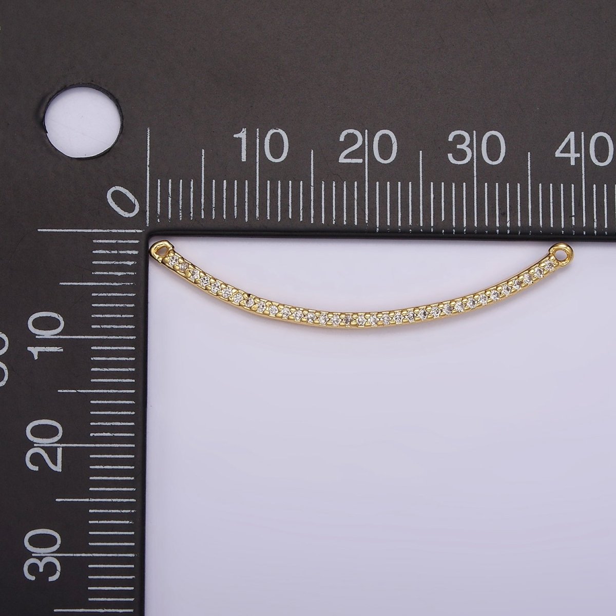 24K Gold plated 40mm Clear Micro Paved CZ Curved Band Connector | G801 - DLUXCA