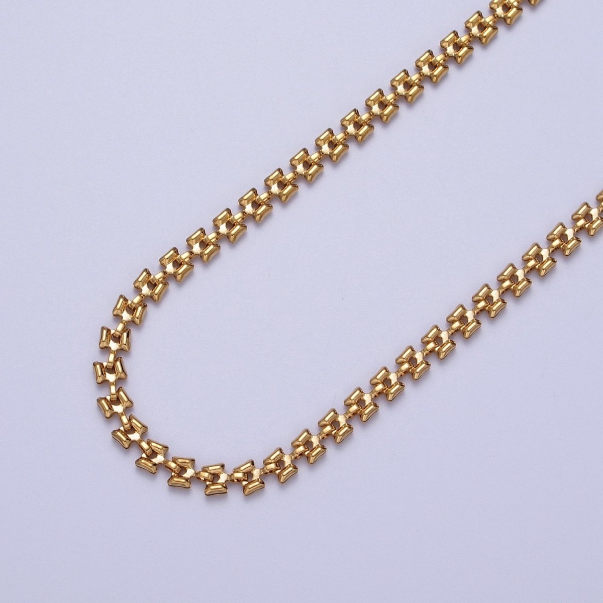 24K Gold plated 4.2mm Designed Boxy Gold, Silver Unfinished Chain | ROLL-879, ROLL-880 Clearance Pricing - DLUXCA