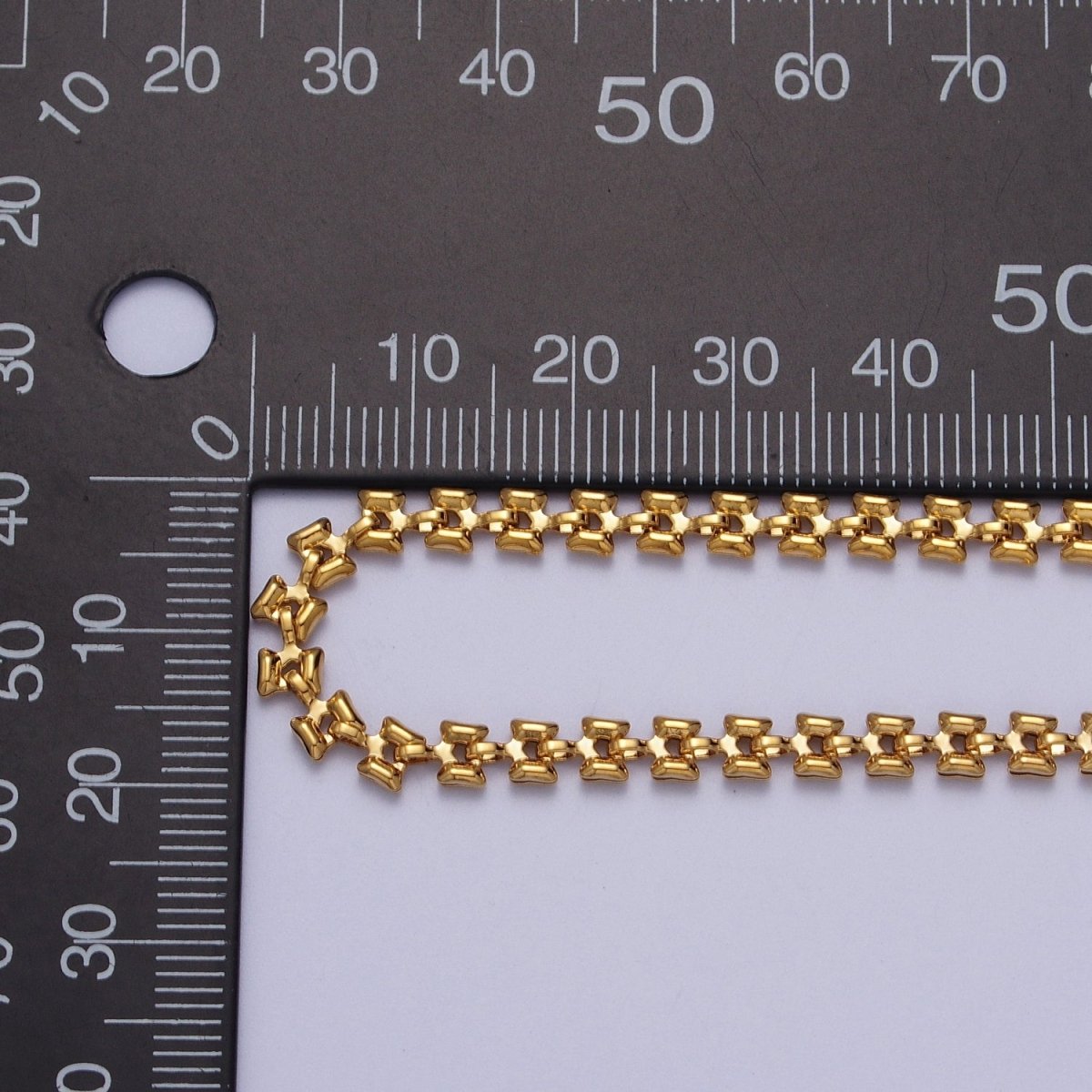 24K Gold plated 4.2mm Designed Boxy Gold, Silver Unfinished Chain | ROLL-879, ROLL-880 Clearance Pricing - DLUXCA