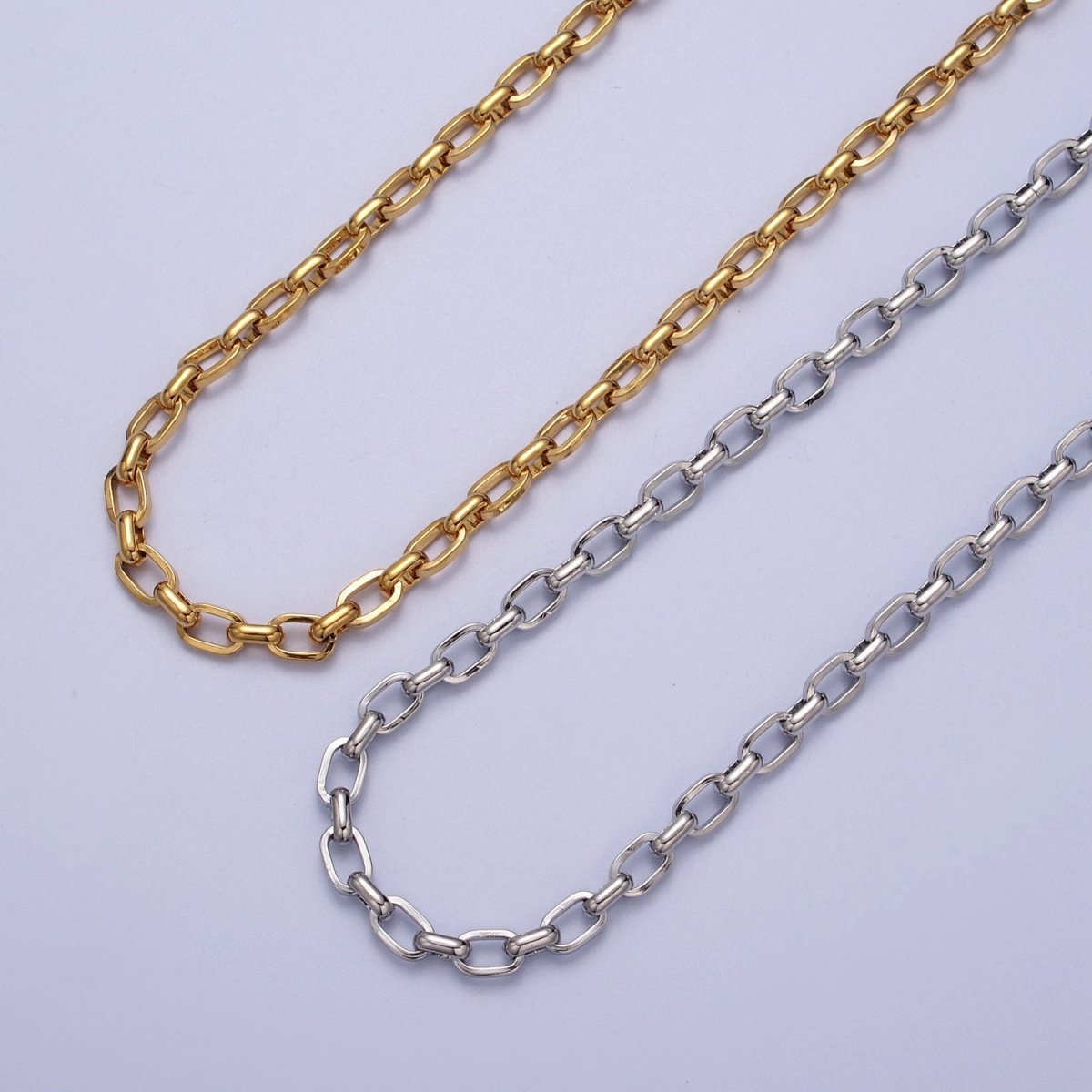 24K Gold plated 4.4mm Unfinished Cable Chain in Gold & Silver | ROLL-1002 ROLL-1003 Clearance Pricing - DLUXCA