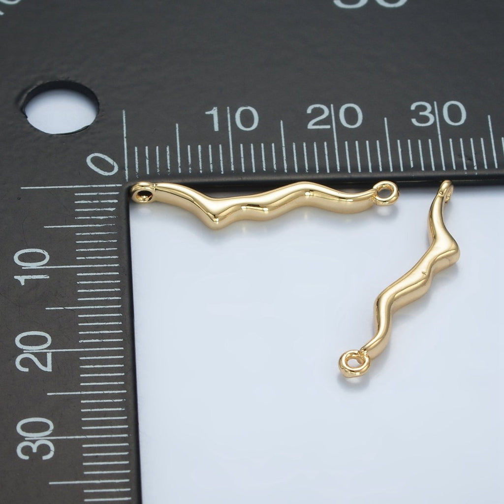 24K Gold plated 4.5mm Abstract Molten Drip Connector | G827 - DLUXCA