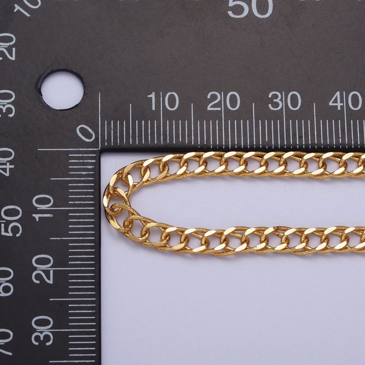 24K Gold plated 4.5mm Flat Curb Oval Link Unfinished Statement Chain by Yard | ROLL-1068 Clearance Pricing - DLUXCA