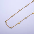 24K Gold plated 4.5mm Heart Cubic Zirconia Unfinished Designed Chain | ROLL-877 Clearance Pricing - DLUXCA