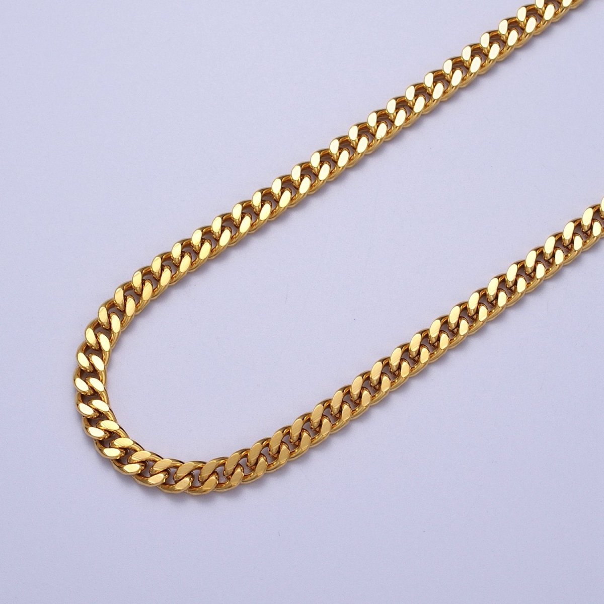 24K Gold plated 4.6mm Concave Flat Cuban Curb Unfinished Gold, Silver Chain | ROLL-909, ROLL-910 Clearance Pricing - DLUXCA