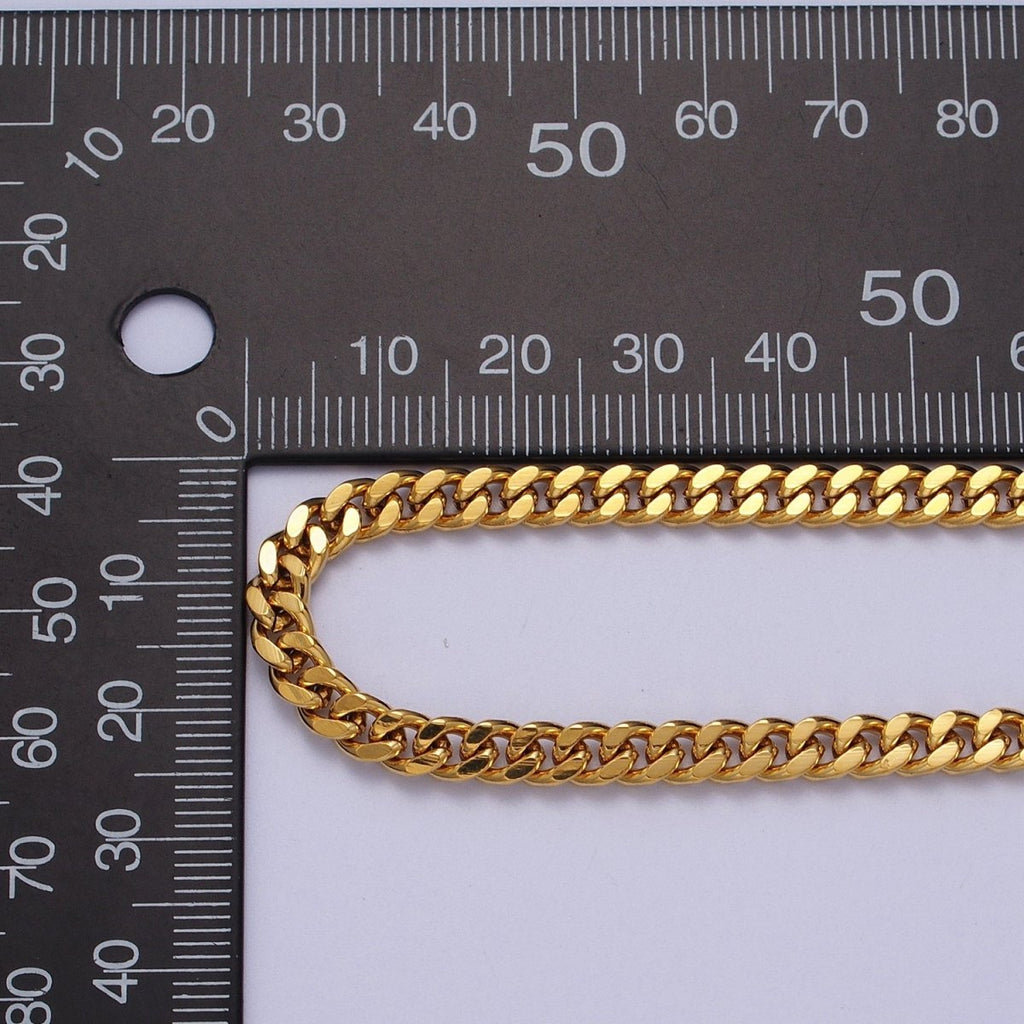 24K Gold plated 4.6mm Concave Flat Cuban Curb Unfinished Gold, Silver Chain | ROLL-909, ROLL-910 Clearance Pricing - DLUXCA
