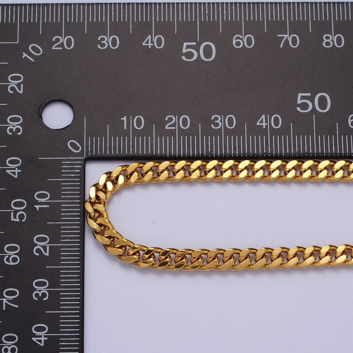 24K Gold plated 4.6mm Concave Flat Cuban Curb Unfinished Gold, Silver Chain | ROLL-909, ROLL-910 Clearance Pricing - DLUXCA