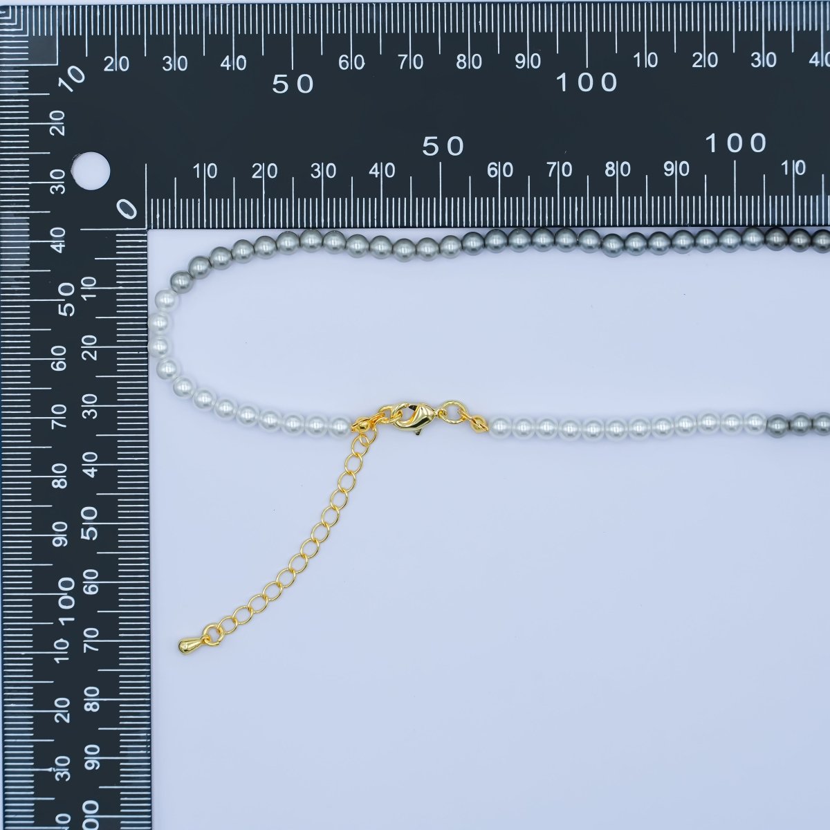 24K Gold plated 4mm, 6mm Gradient White - Grey Shell Pearl 17 Inch Necklace | WA - 2794 WA - 2795 