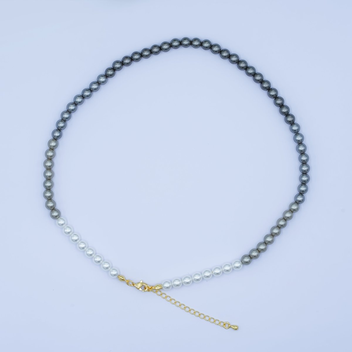24K Gold plated 4mm, 6mm Gradient White - Grey Shell Pearl 17 Inch Necklace | WA - 2794 WA - 2795 