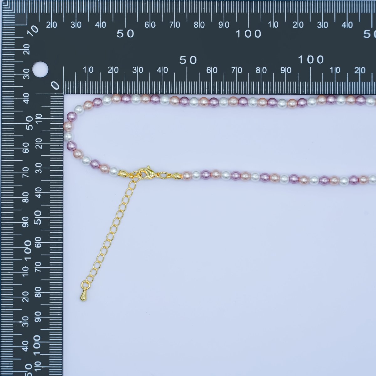 24K Gold plated 4mm, 6mm Gradient White - Pink - Purple Shell Pearl 17 Inch Necklace | WA - 2791 WA - 2792 
