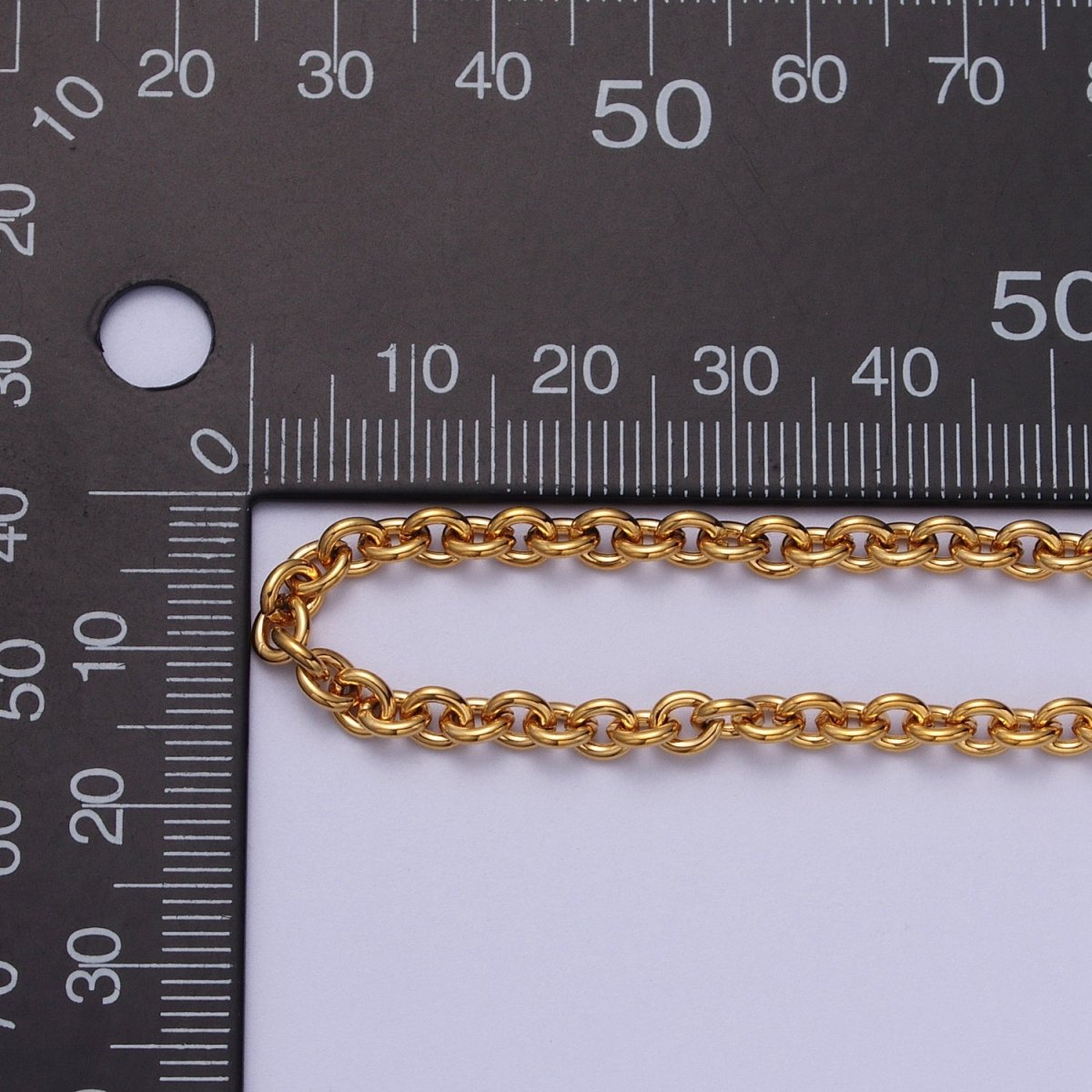 24K Gold plated 4mm Cable Rolo Unfinished Chain in Gold & Silver | ROLL-990, ROLL-991 Clearance Pricing - DLUXCA