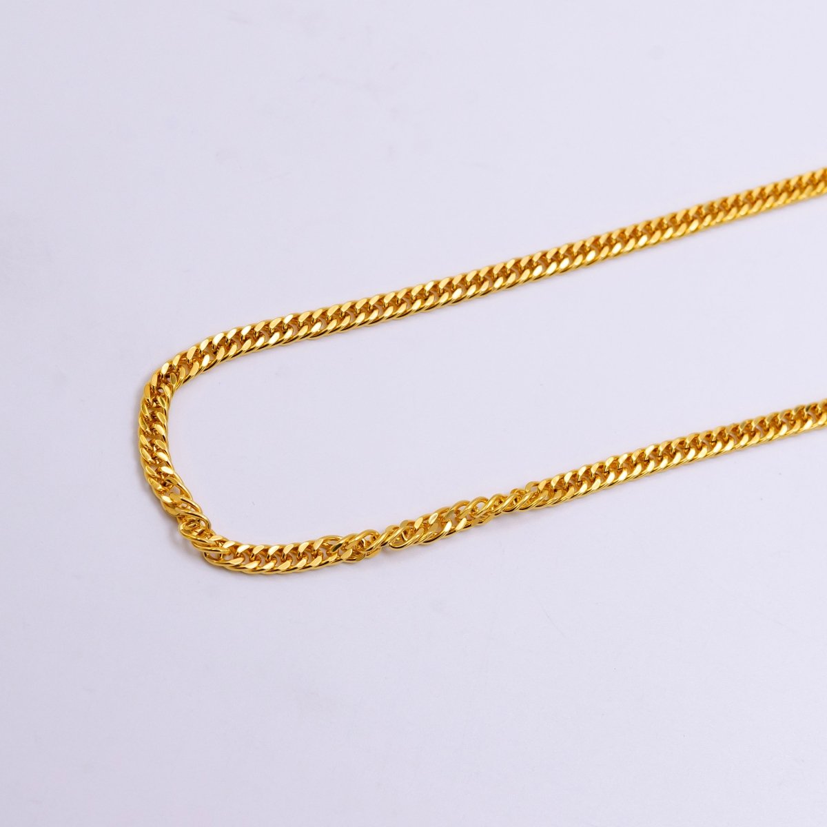 24K Gold plated 4mm Concave Curb 20 Inch Necklace | WA-2446 - DLUXCA