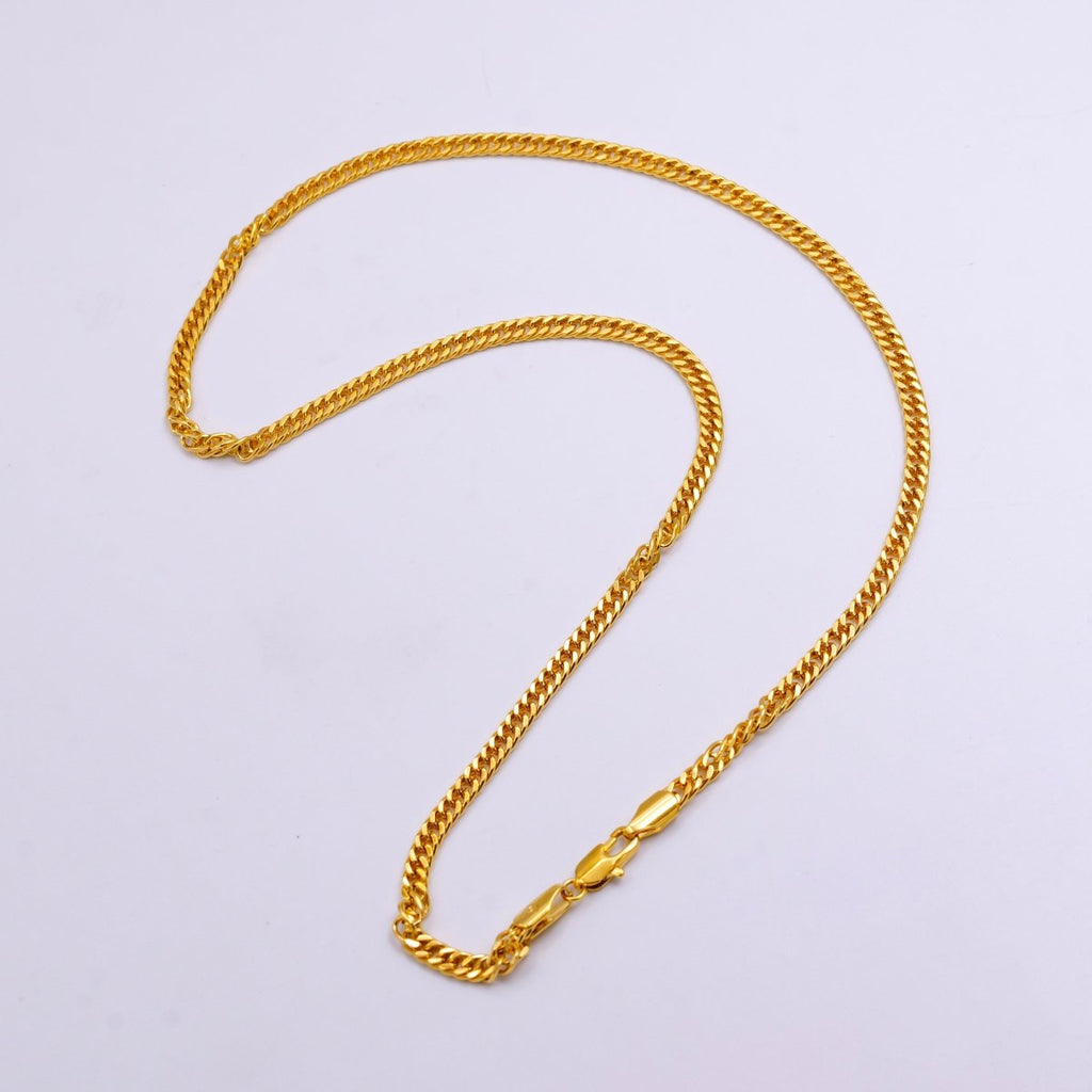 24K Gold plated 4mm Concave Curb 20 Inch Necklace | WA-2446 - DLUXCA