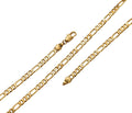 24K Gold plated 4mm Flat Figaro Chain GF Finished Necklace 20" inch Gold Chain Finished Gold plated Chain Ready To Wear Chain Necklace, 3mm Figaro Necklace w/ Lobster Clasps | CN-483 Clearance Pricing - DLUXCA