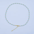 24K Gold plated 4mm Green Peach Multicolor Shell Pearl 17 Inch Necklace | WA - 2793 