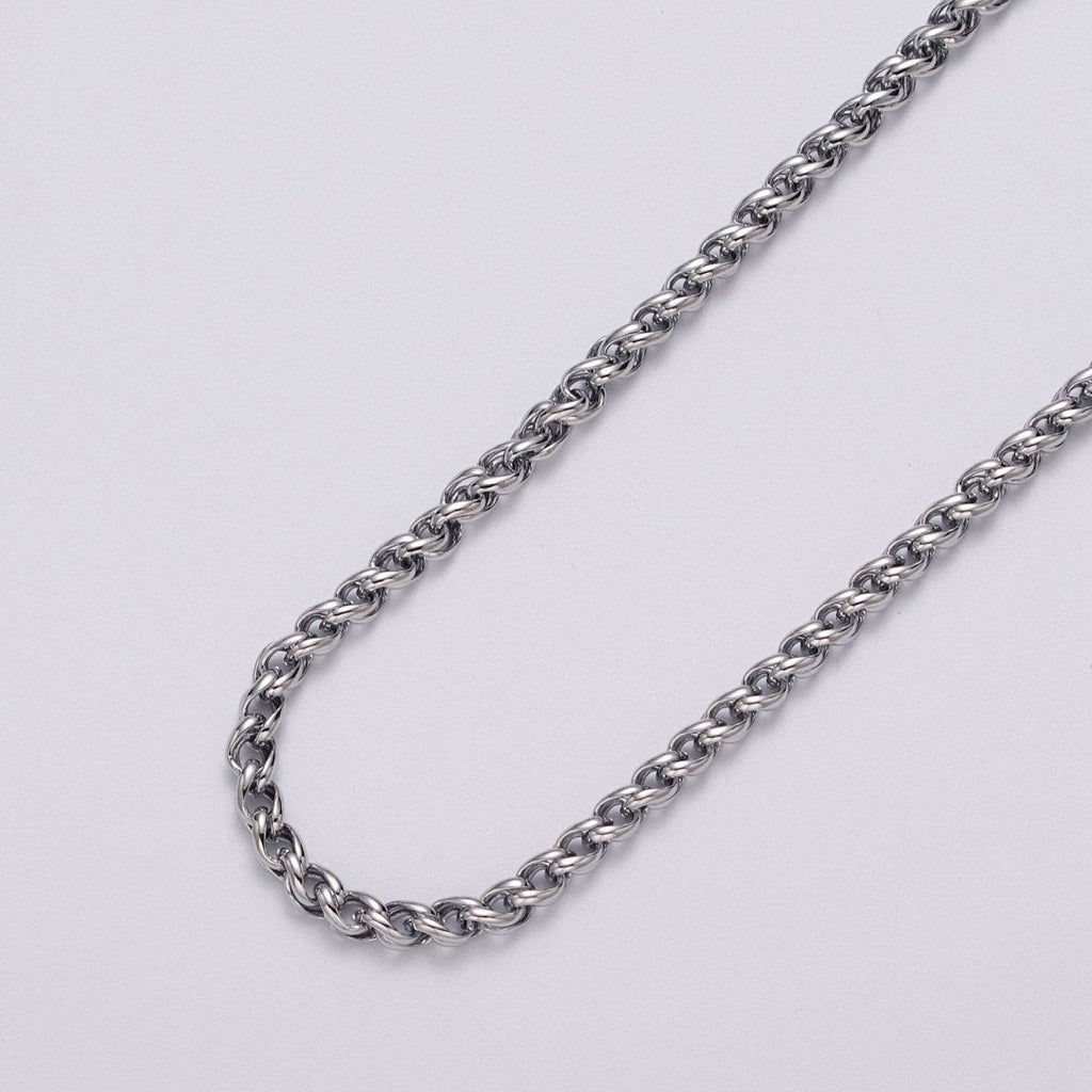 24K Gold plated 4mm Wheat Statement Double Link Unfinished Chain by Yard in Gold & Silver | ROLL-1045, ROLL-1079 Clearance Pricing - DLUXCA