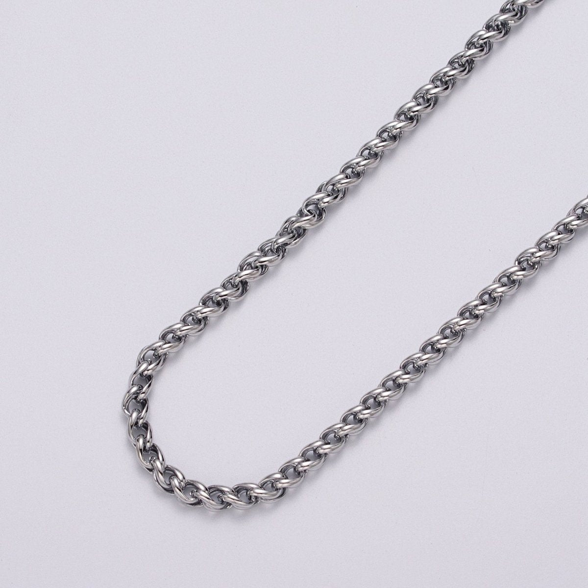 24K Gold plated 4mm Wheat Statement Double Link Unfinished Chain by Yard in Gold & Silver | ROLL-1045, ROLL-1079 Clearance Pricing - DLUXCA