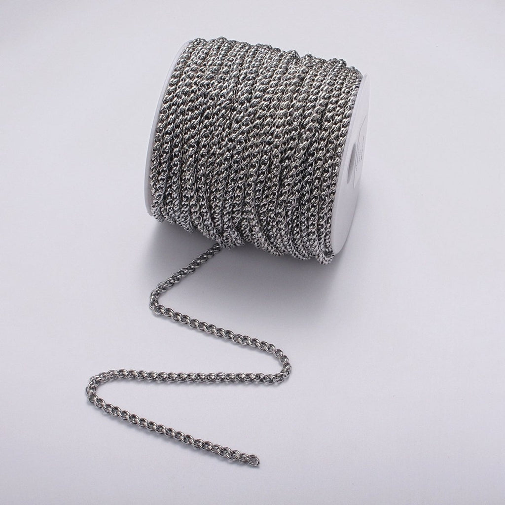 24K Gold plated 4mm Wheat Statement Double Link Unfinished Chain by Yard in Gold & Silver | ROLL-1045, ROLL-1079 Clearance Pricing - DLUXCA