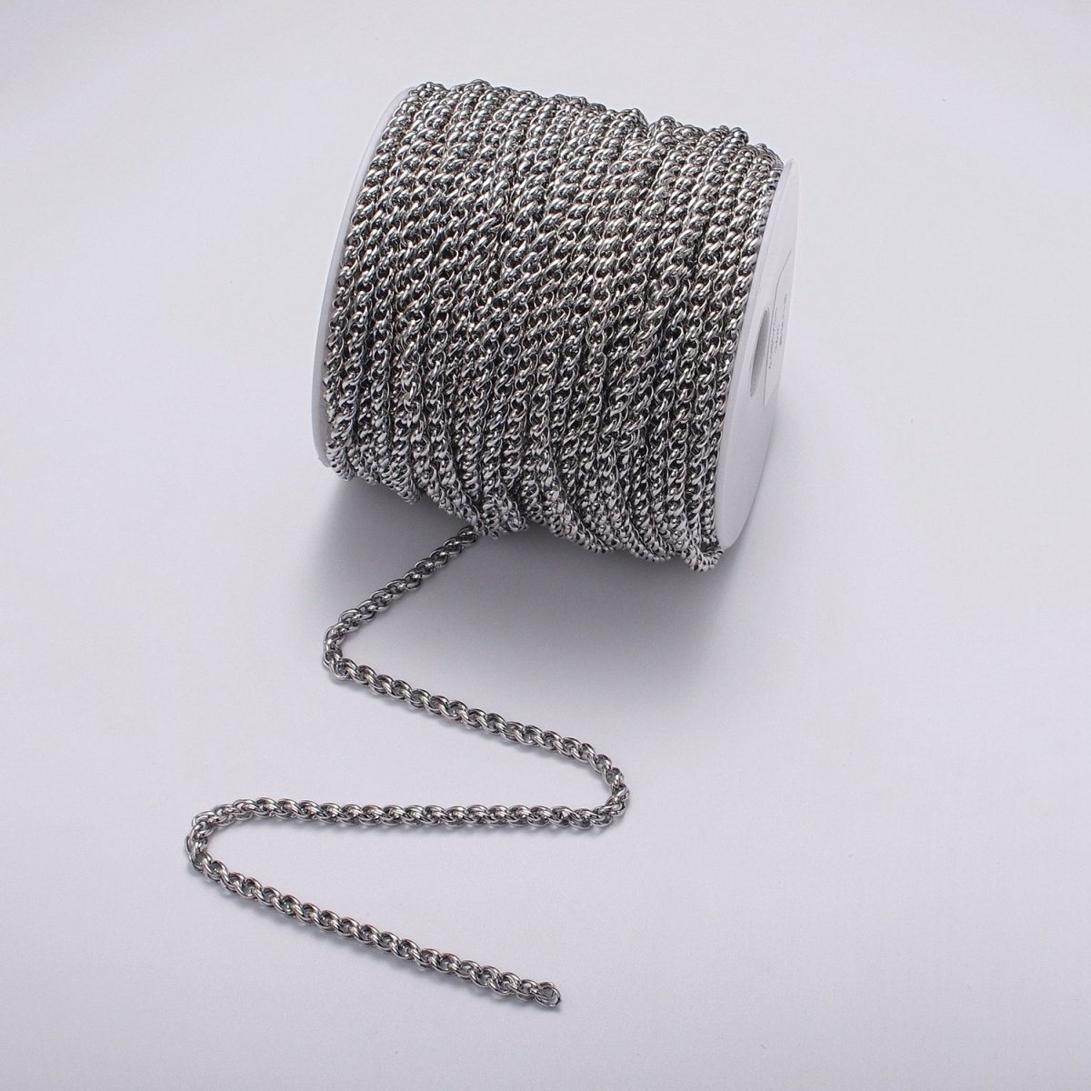24K Gold plated 4mm Wheat Statement Double Link Unfinished Chain by Yard in Gold & Silver | ROLL-1045, ROLL-1079 Clearance Pricing - DLUXCA
