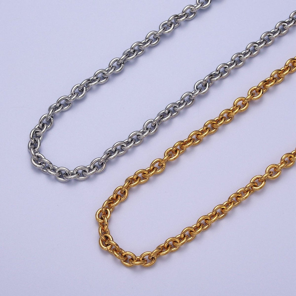 24K Gold plated 5.2mm Cable Unfinished Statement Chain in Gold & Silver | ROLL-964, ROLL-965 Clearance Pricing - DLUXCA