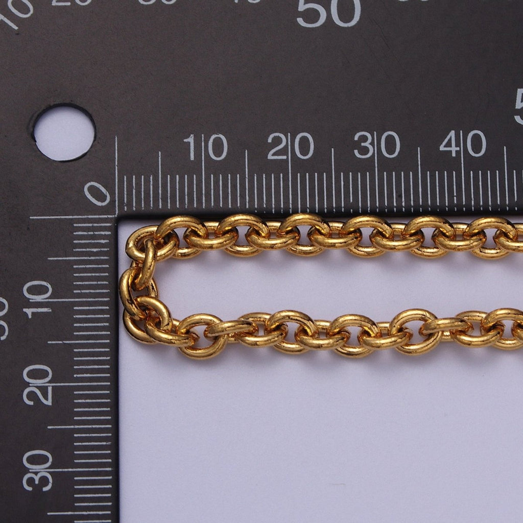 24K Gold plated 5.2mm Cable Unfinished Statement Chain in Gold & Silver | ROLL-964, ROLL-965 Clearance Pricing - DLUXCA