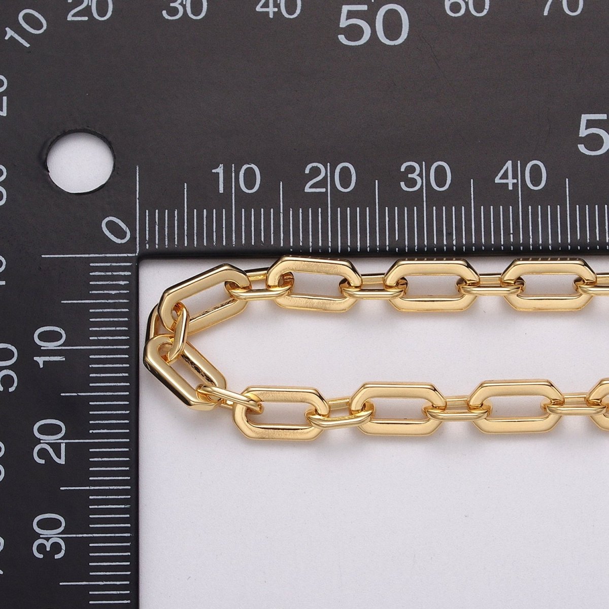 24k Gold plated 5.5mm Hexagonal PaperClip Cable Link Unfinished Chain in Gold & Silver | ROLL-1122 ROLL-1205 Clearance Pricing - DLUXCA