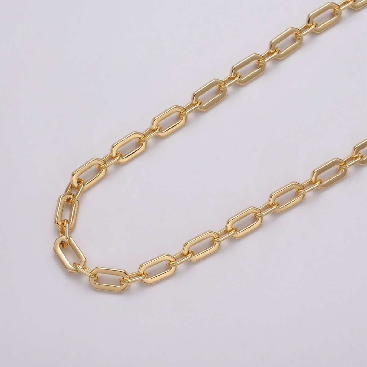 24k Gold plated 5.5mm Hexagonal PaperClip Cable Link Unfinished Chain in Gold & Silver | ROLL-1122 ROLL-1205 Clearance Pricing - DLUXCA