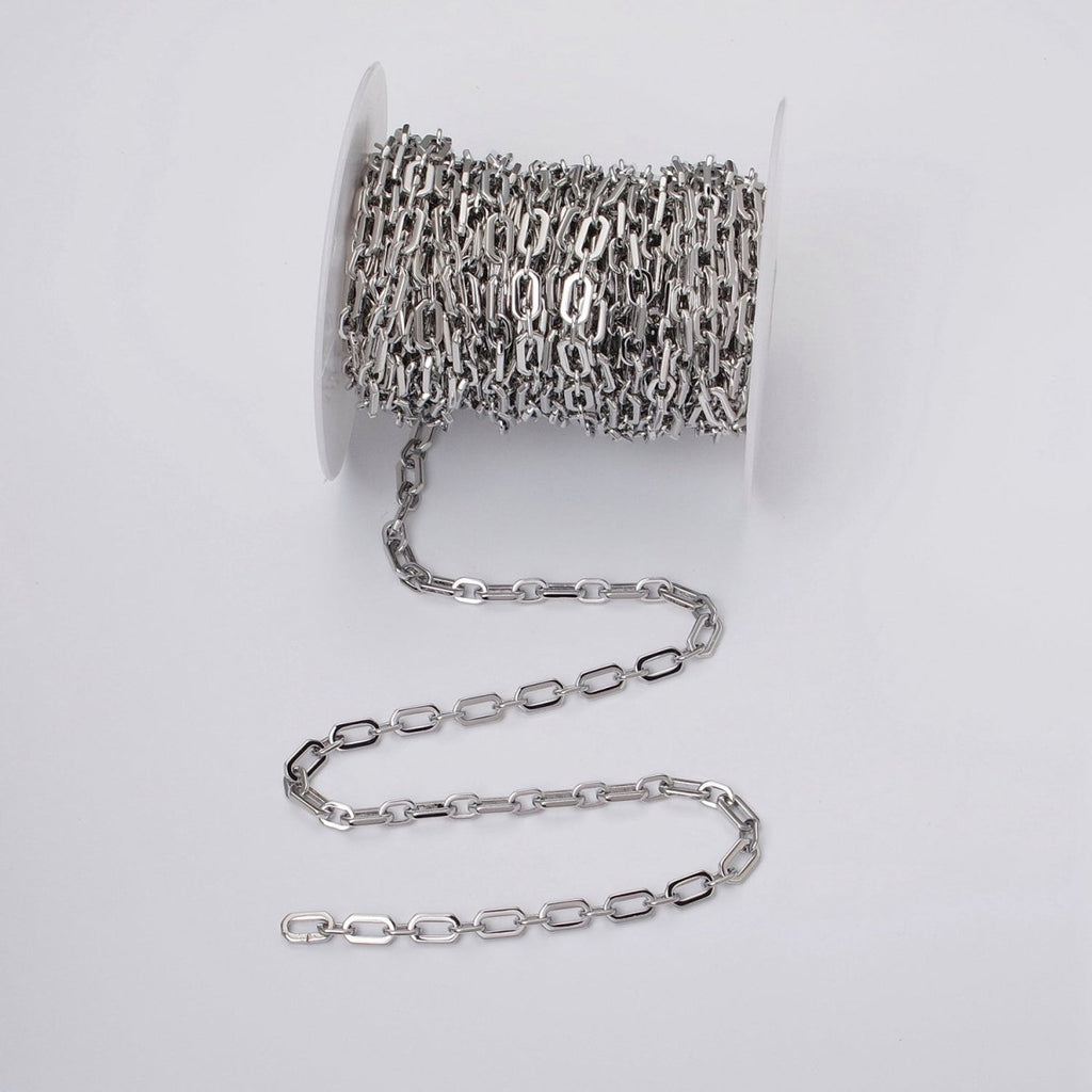 24k Gold plated 5.5mm Hexagonal PaperClip Cable Link Unfinished Chain in Gold & Silver | ROLL-1122 ROLL-1205 Clearance Pricing - DLUXCA