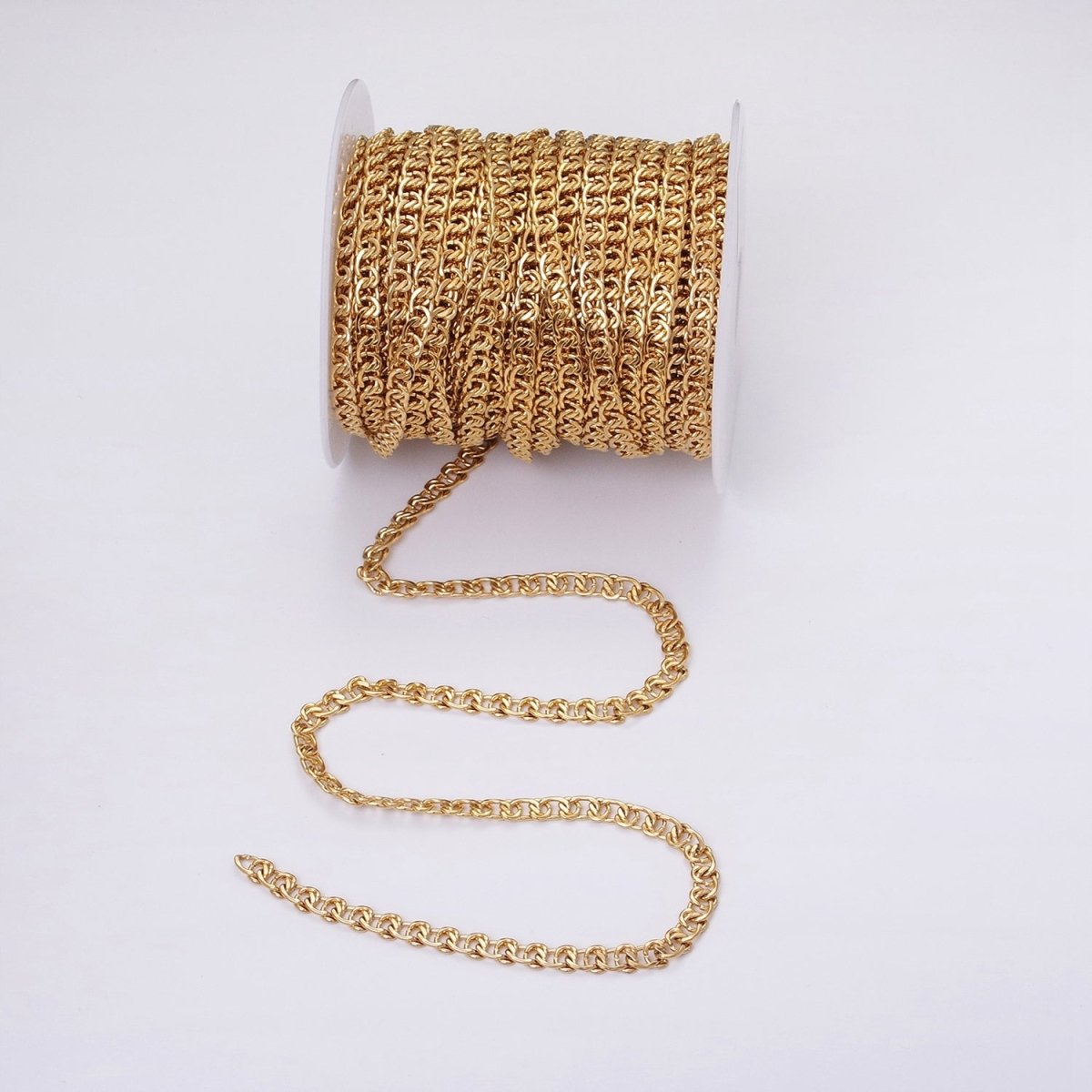 24k Gold plated 5.8mm Twist Cable Chain Cable Link Unfinished Yard Chain in Gold & Silver | ROLL-1299 ROLL-1300 Clearance Pricing