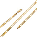 24K Gold plated 5mm Flat Figaro 17.7" Necklace w/ Lobster Clasps | CN-488 Clearance Pricing - DLUXCA