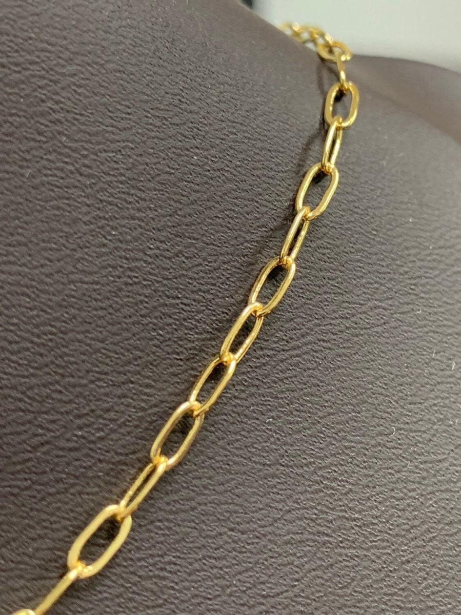 24K Gold plated 5mm Minimalist Paperclip Unfinished Chain by Yard | Roll - 00471 - DLUXCA
