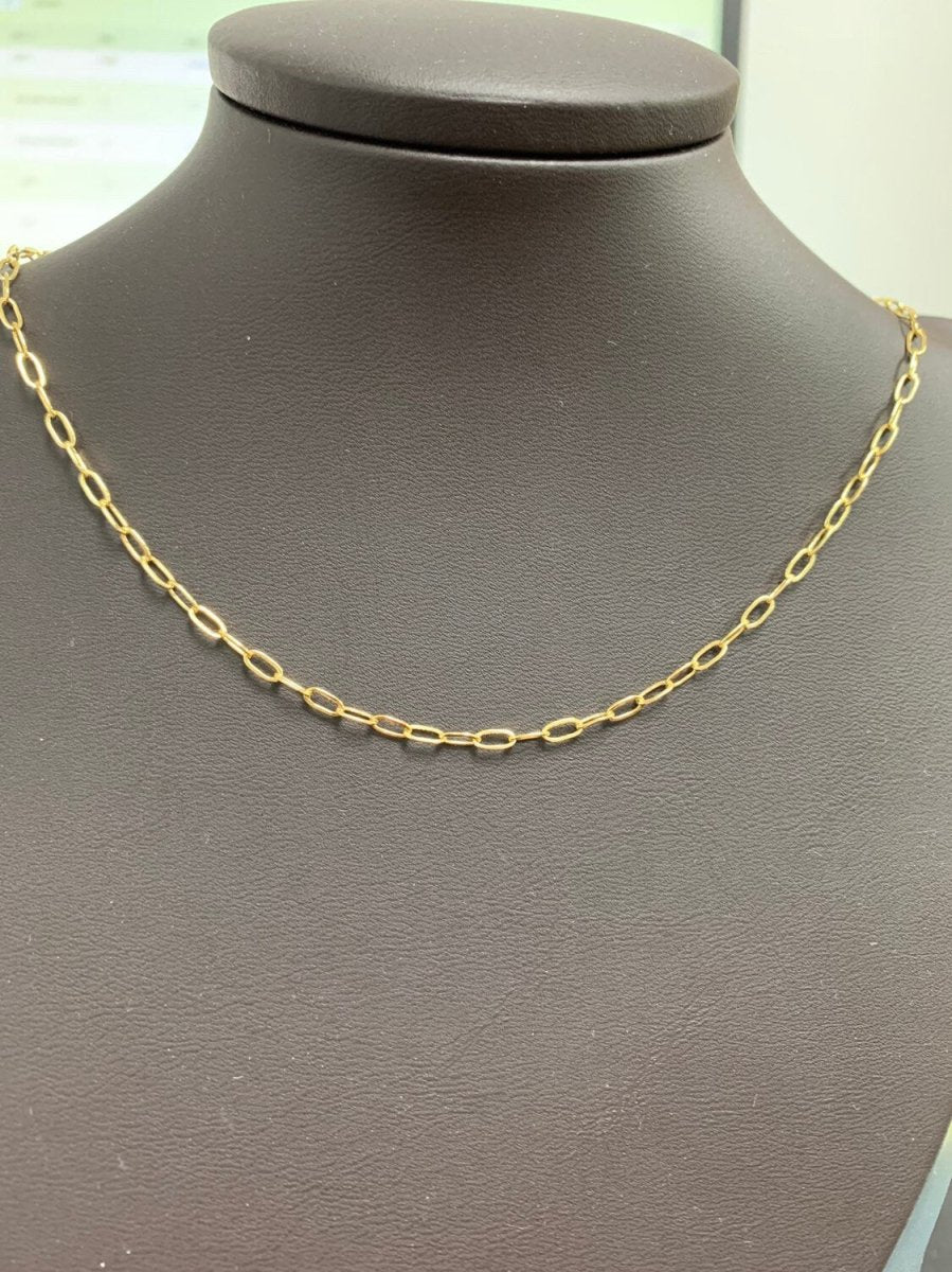 24K Gold plated 5mm Minimalist Paperclip Unfinished Chain by Yard | Roll - 00471 - DLUXCA