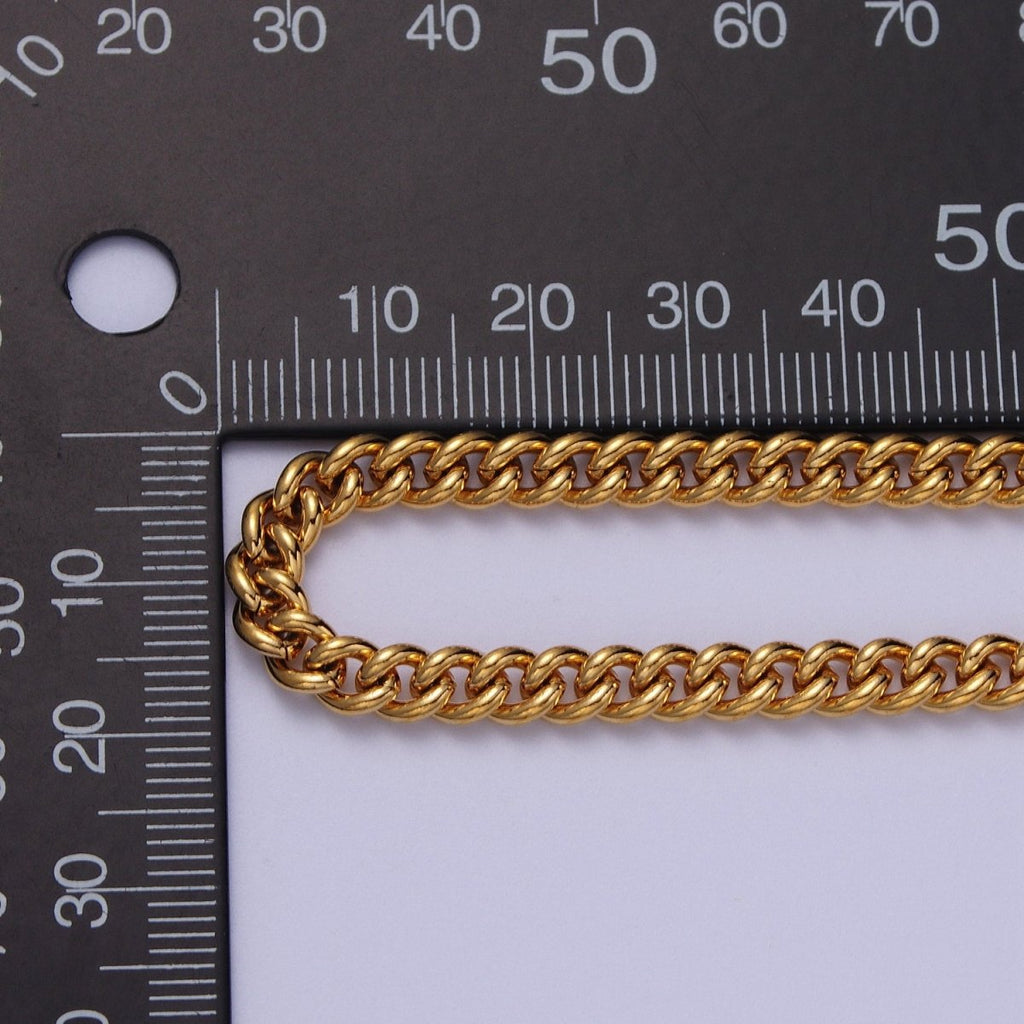 24K Gold plated 5mm Width Curb Gold, Silver Unfinished Chain | ROLL-978, ROLL-979 Clearance Pricing