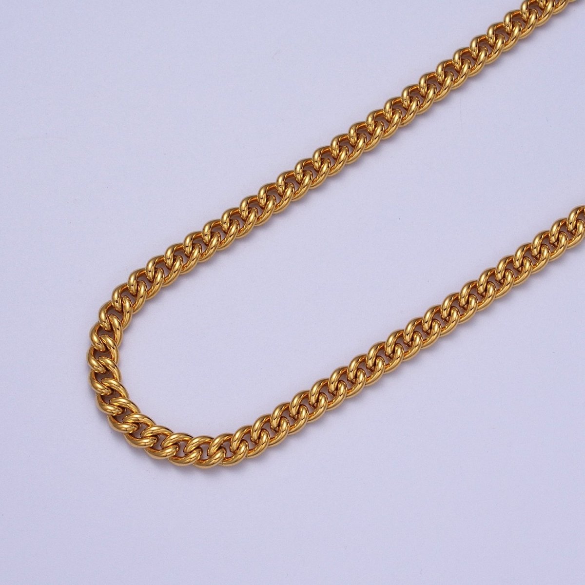 24K Gold plated 5mm Width Curb Gold, Silver Unfinished Chain | ROLL-978, ROLL-979 Clearance Pricing
